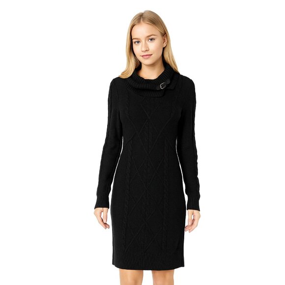 White House Black Market Dresses & Skirts - 2/$30 White House Black Market Buckled Cowl Neck Sweater Dress Large #9958